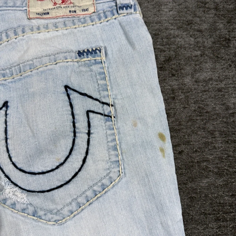 True Religion Ricky Relaxed Straight Light Wash Blue Denim Jeans Mens Size 42